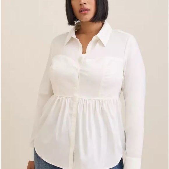 TORRID WHITE POPLIN BUTTON FRONT W/CORSET SIZE 3X NWT - Picture 1 of 5